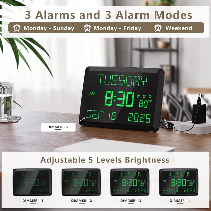 Raynic Day Clock, 11.5" Large Display Calendar Clock - Image 4