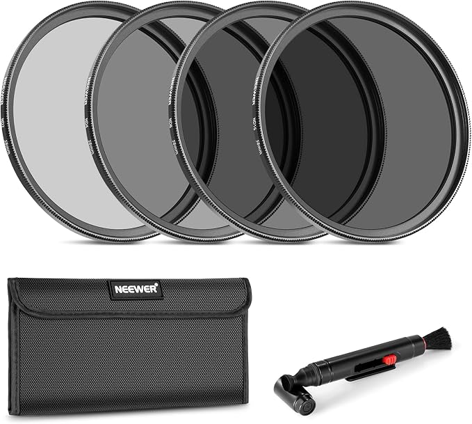 NEEWER Fixed ND Filter Kit 58mm ND2 ND4 ND8 ND16 Neutral Density Filter and by Neewer