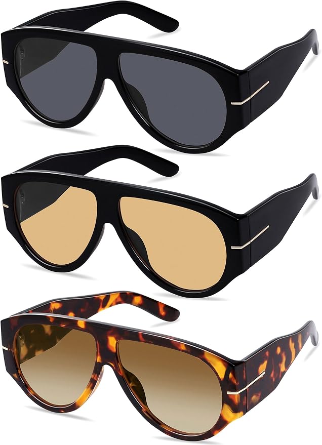 Oversized Retro Aviator Sunglasses by ymrfw