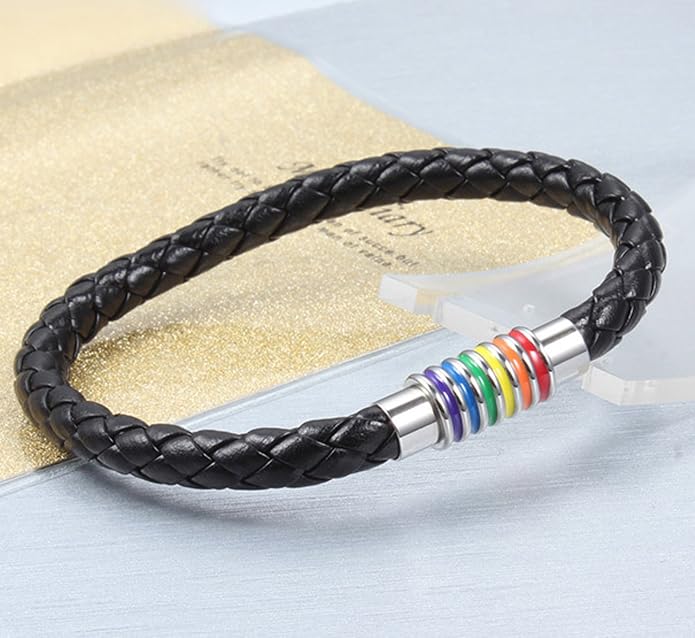 Nanafast Titanium Stainless Steel Rainbow LGBT Pride Bracelet Handmade Braided - Image 6