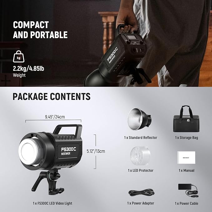 NEEWER 300W RGB LED Video Light APP/2.4G Control 17 Effects, 2500-7500K - Image 9