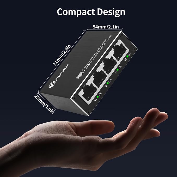 Mini Ethernet Switch 5 Ports Gigabit Enhanced Protection 10/100/1000 Mbps - Image 3