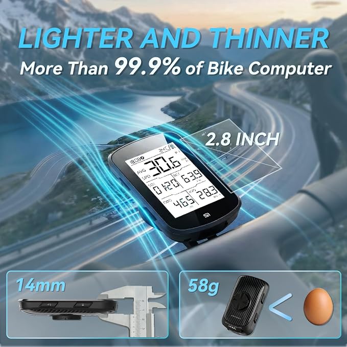 S1 Entry Level GPS Bike Computer Wireless, Laminated 2.8" Screen, Ultra Thin - Image 2