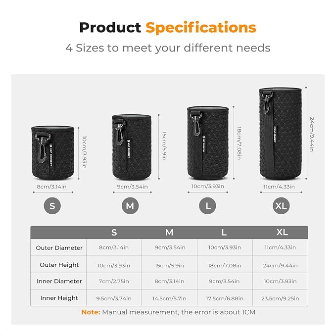 K&F CONCEPT 4 Pack Camera Lens Pouch Set, Drawstring Lens Protective Bag - Image 6