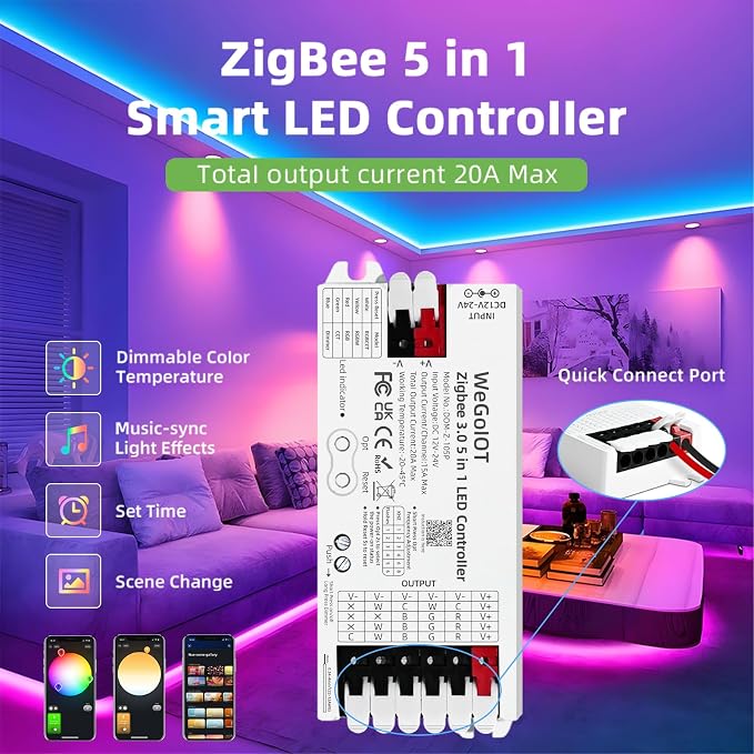 Zigbee 3.0 5-in-1 Smart LED Controllers, DIMMER WW/CW RGB RGBW RGBCCT Strips - Image 8