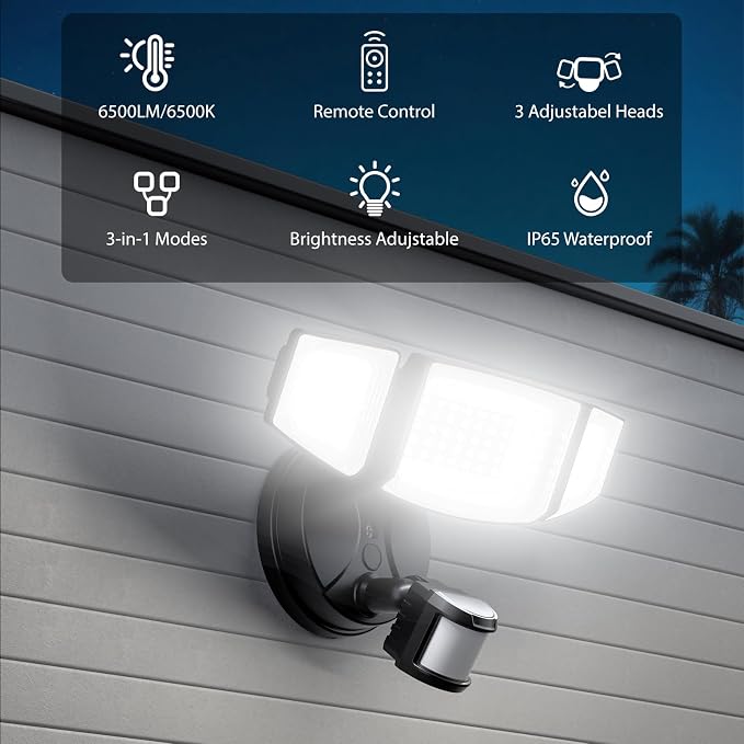 iMaihom 65W 6500LM LED Security Lights Motion Sensor Light Outdoor, 6500K - Image 3