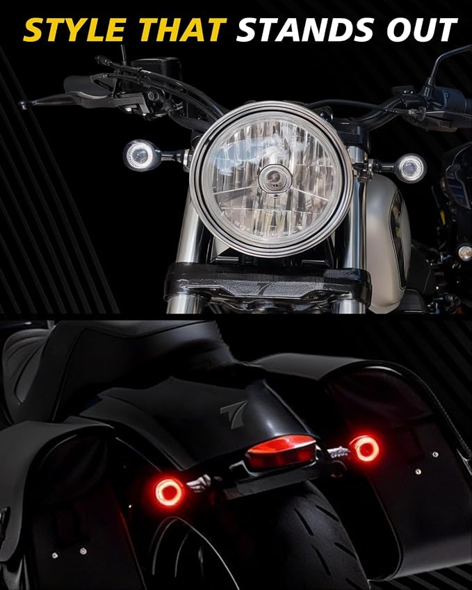 TSUNG Universal Motorcycle LED Turn Signals Lights Small Bullet Front Rear - Image 5