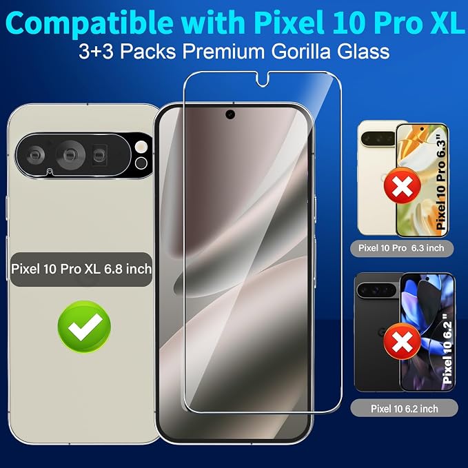 letosan 3 Pack for Google Pixel 10 Pro XL Screen Protector Tempered Glass + 3 - Image 2