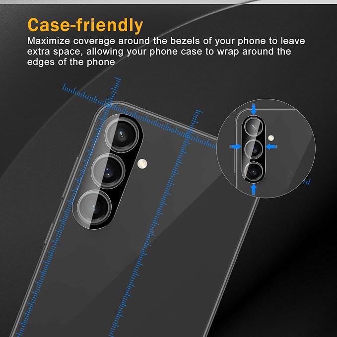 3 Pack Camera Lens Protector for Samsung Galaxy S23 Fe, Tempered Glass - Image 3