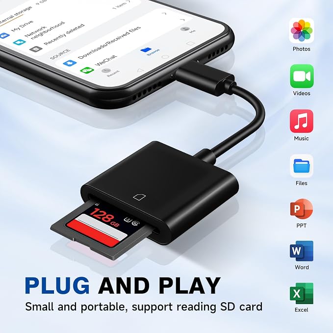 USBC to SD Card Reader for iPhone 17, Camera Adapter to iPhone 17, Digital - Image 6