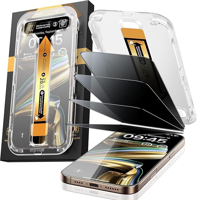 MRGLAS TOP 9H+ Glass 4 Packs for iPhone 12 Pro Max Privacy Screen Protector by MRGLAS