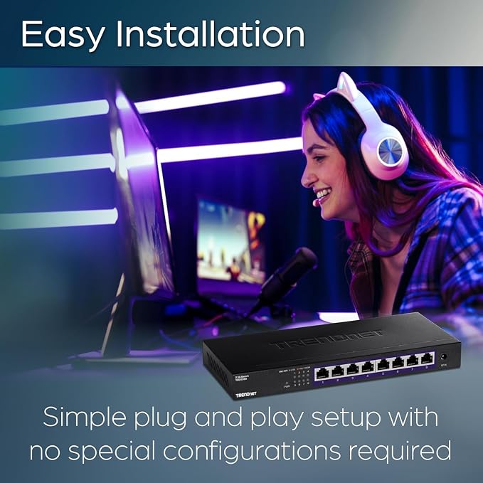 TRENDnet 8-Port 2.5Gb Multi-Gigabit Unmanaged Gaming Switch, 8 x 2.5GBASE-T - Image 4