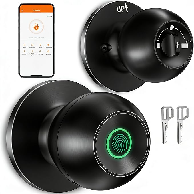 Smart Door Knob, Fingerprint Door Knob, Biometric Smart Door Lock by EUERTE
