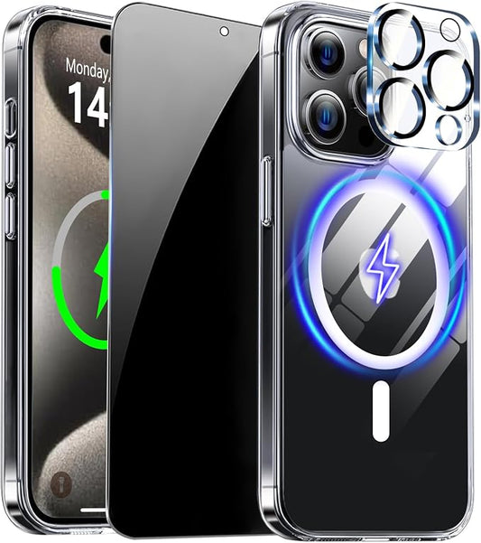 Magnetic for iPhone 15 Pro Max Case Clear by ZOZDOKG