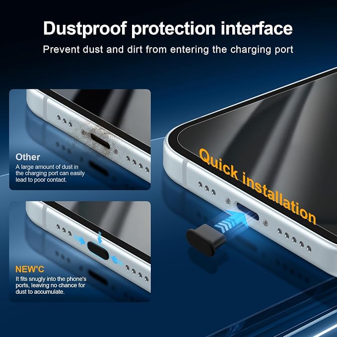 NEW'C 3x Privacy for iPhone 15 Screen Protector+ 3x Camera Lens Protector - Image 5