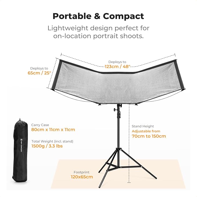 K&F CONCEPT Curved Reflector, Quick-Open Clamshell Light Reflector - Image 4