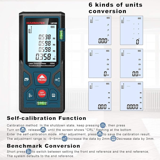 328ft/100m Laser Measure Ft/in/M Switching LM100 Laser Measurement Tool Devices - Image 3