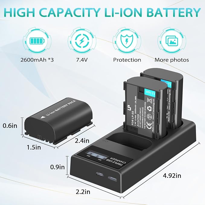 LP LP-E6 LPE6N Battery Charger Pack - Image 3