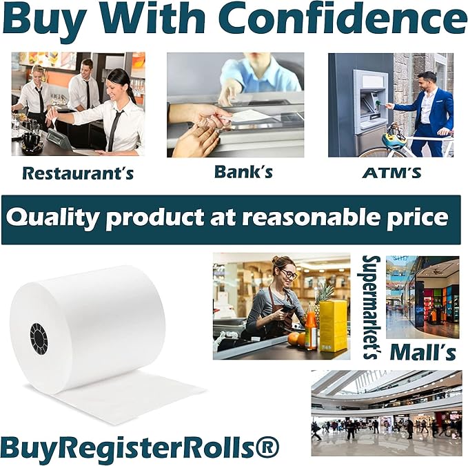 BPA Free Thermal Paper 3 1/8 x 230 Receipt Rolls fits all Clover POS Cash - Image 3