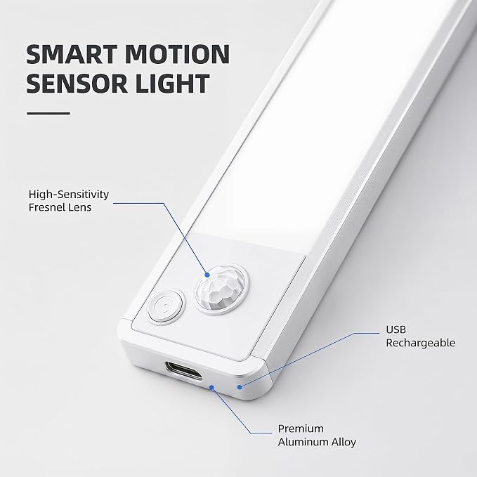 Under Cabinet Motion Sensor Lighting: 12 Inch Dimmable Rechargeable Lights - Image 5