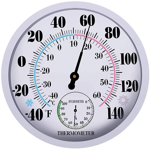 Indoor Outdoor Thermometer Hygrometer, Lirches Outdoor Thermometer Large Numbers by Lirches