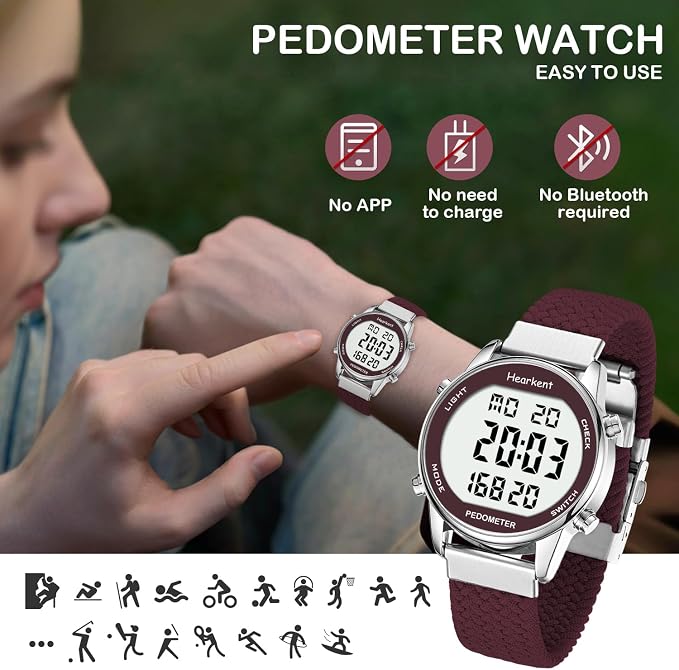 Hearkent Pedometer Watch for Walking Steps and Miles-Men&Women-Step Counter for - Image 5