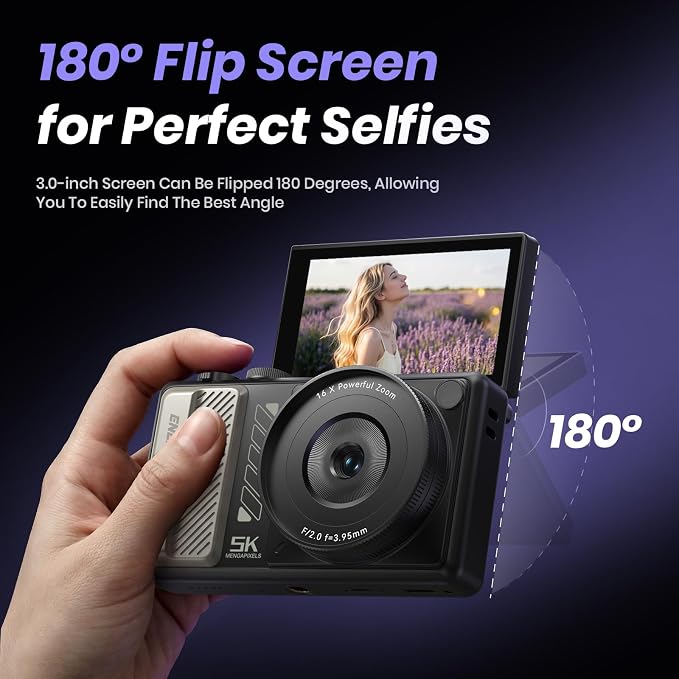 5K Digital Camera for Photography, 2026 Latest 80MP Autofocus WiFi Vlogging - Image 3