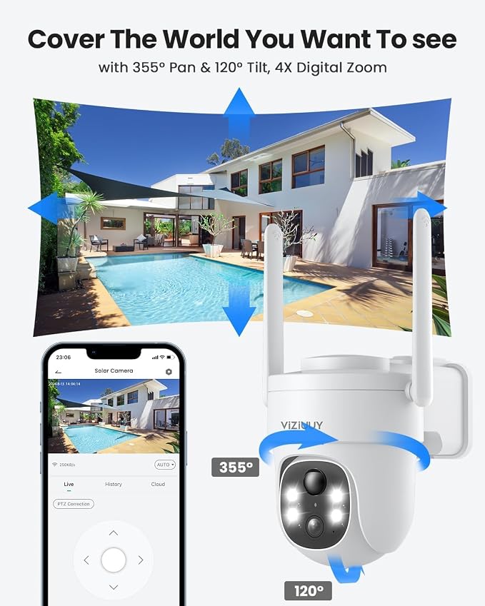 VIZIUUY Solar Security Cameras Wireless Outdoor, 3MP Pan/Tilt 360°View - Image 9