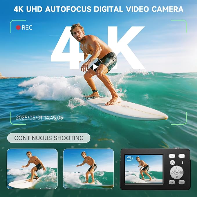 4K Digital Cameras for Photography, 64MP UHD Autofocus Compact Camera - Image 2
