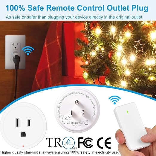 Remote Switch Outlet, Wireless On/Off Light Switches Wall Mounted, TUV List - Image 3