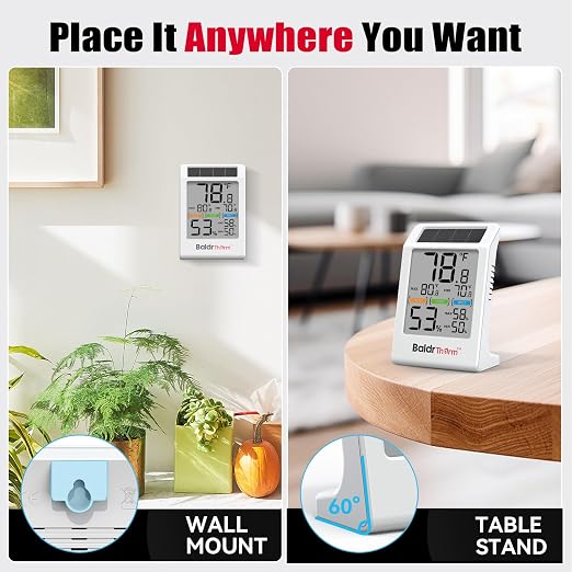 BaldrTherm Room Thermometer Indoor Humidity Meter Solar Powered - Image 7