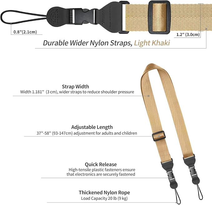 FIEIL Adjustable Shoulder Strap, Nylon Camera Strap, Comfortable Neck Strap - Image 5
