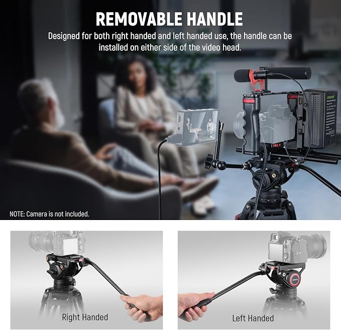 NEEWER 74" Video Tripod with Fluid Head & Damping Control, Aluminum Heavy Duty - Image 6