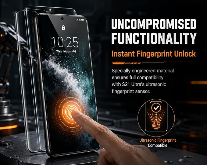 2 Pack Galaxy S21 Ultra Screen Protector, HD Clear Tempered Glass, 2 Pack - Image 9