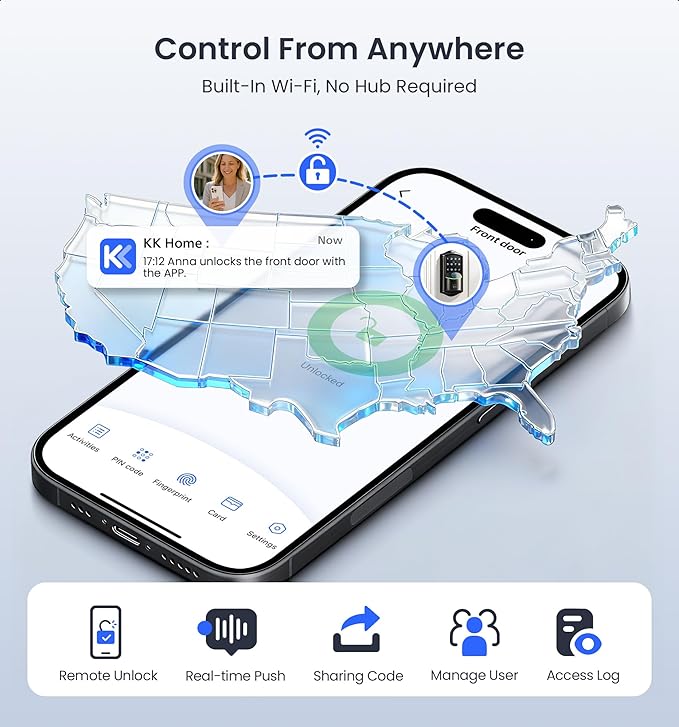 Veise VE027-K Built-in WiFi Smart Lock - Image 3