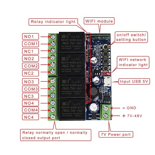 Ewelink WiFi Wireless Smart Relay Module USB 5v 4 Channel Inching Self-Lock - Image 4