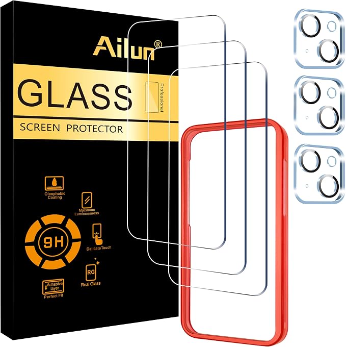 Ailun 3 Pack Screen Protector for iPhone 15 + 3 Pack Camera Lens Protector by Ailun