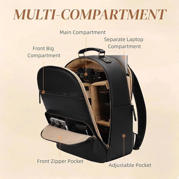 Camera Backpack Classic PU Leather - Image 7