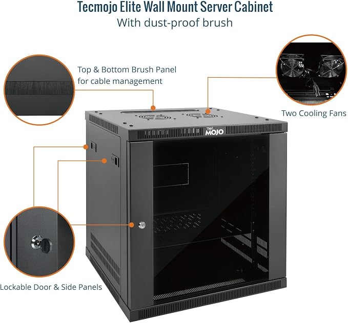 Tecmojo 12U Wall Mount Rack Cabinet, Heavy-Duty 176 Lbs High Load Capacity - Image 4