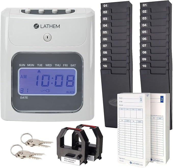 Lathem 400E-KIT Top-Feed Electronic Time Clock Bundle Kit Time Clock, 8.5" x - Image 3
