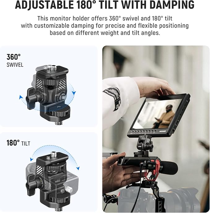 NEEWER Camera Field Monitor Mount Holder Bracket, 360° Swivel 180° Tilt - Image 6