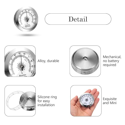 Frienda 2 Pcs Hydrometer 2 Inch Humidity Meter Cigar Humidor Hygrometers Round - Image 4