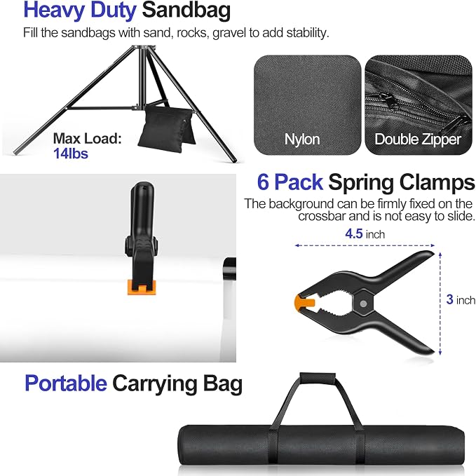 EMART 10x8.5FT Backdrop Stand, Photo Video Studio Adjustable&Lockable Heavy - Image 5