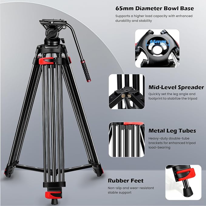82" /210cm Video Tripod Heavy Duty Tripod - Image 7
