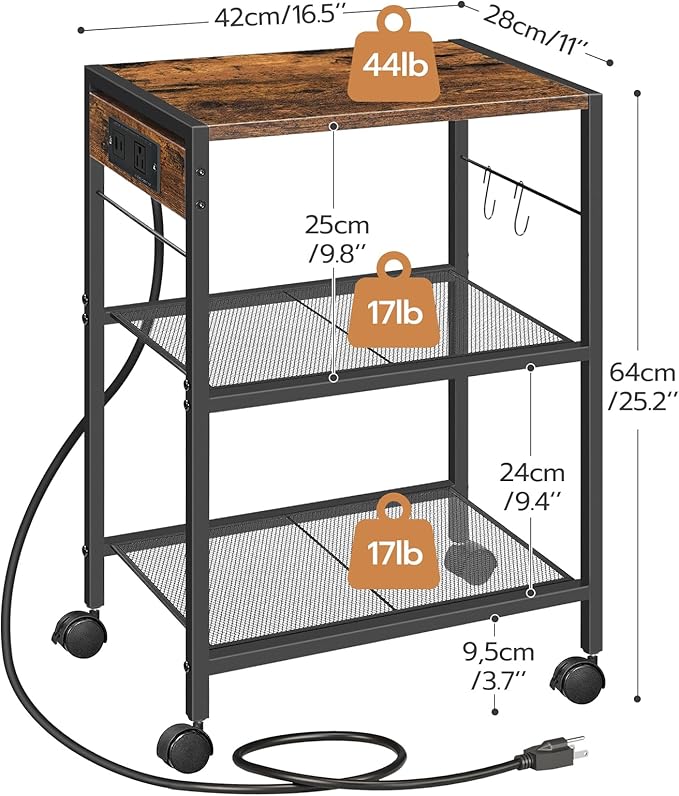 HOOBRO Industrial Printer Stand, 3-Tier Mobile Printer Table, Rolling Cart - Image 2