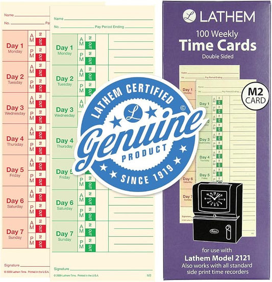 Lathem Weekly Time Cards, Double-Sided, by Lathem