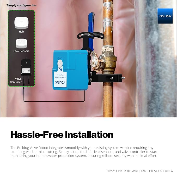 YoLink Smart Water Leak Protection System Kit: Bulldog Valve Robot, Smart Valve - Image 7