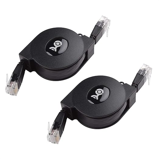 Cable Matters 2-Pack Retractable Ethernet Cable 3ft Supporting 10/100/1000 Mbps by CableMatters