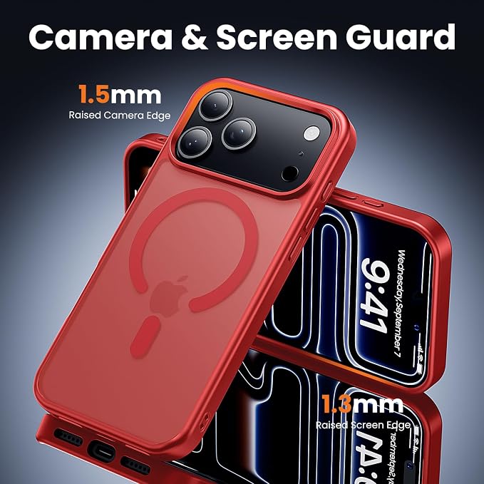 toushion 3 in 1 for iPhone 17 Pro Case Matte Red, Fits MagSafe, Screen - Image 5