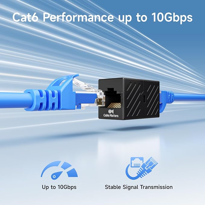 Cable Matters 5-Pack 10Gbps Cat 6 Ethernet Coupler in Black, Compatible - Image 3